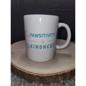 Royal Norfolk "PAWSITIVITY & KINDNESS" Paw Prints On 16 oz White Coffee Mug